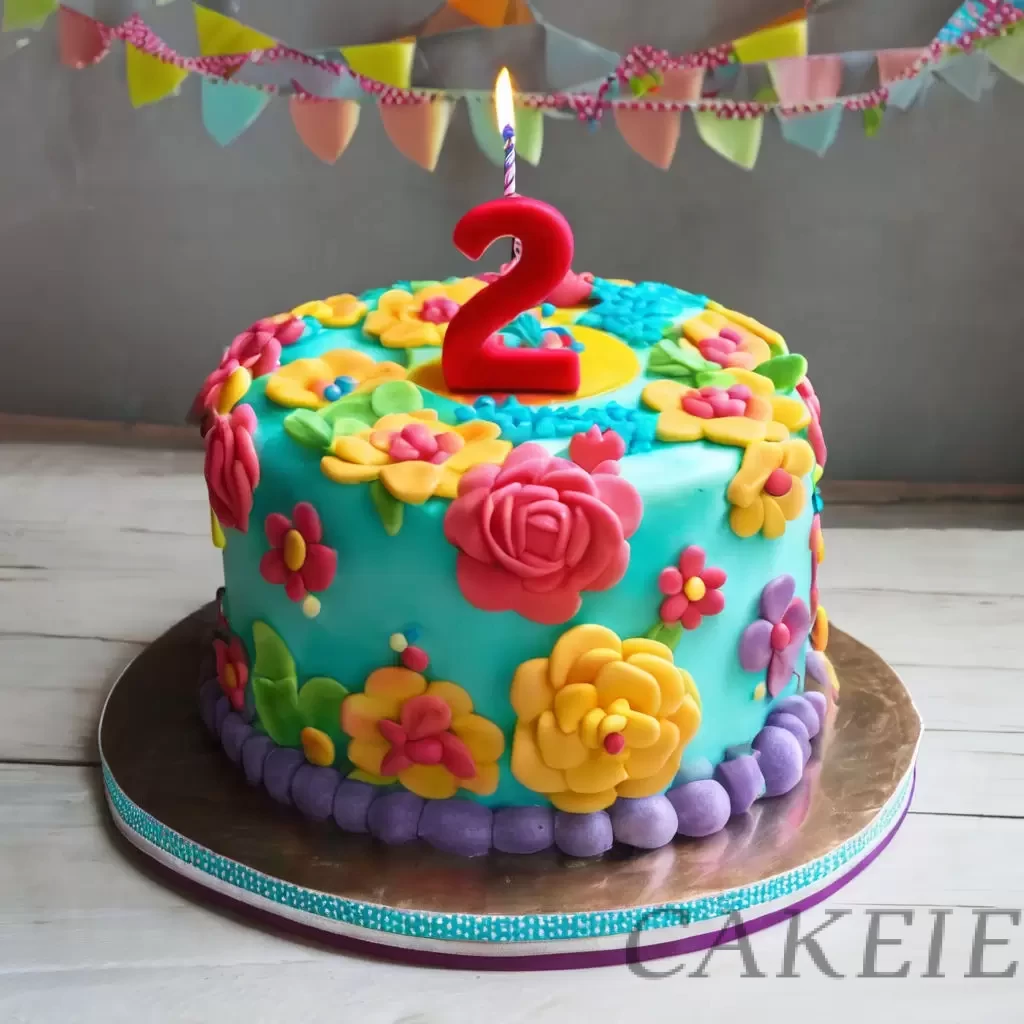 Second Birthday Digit Fondant Cake